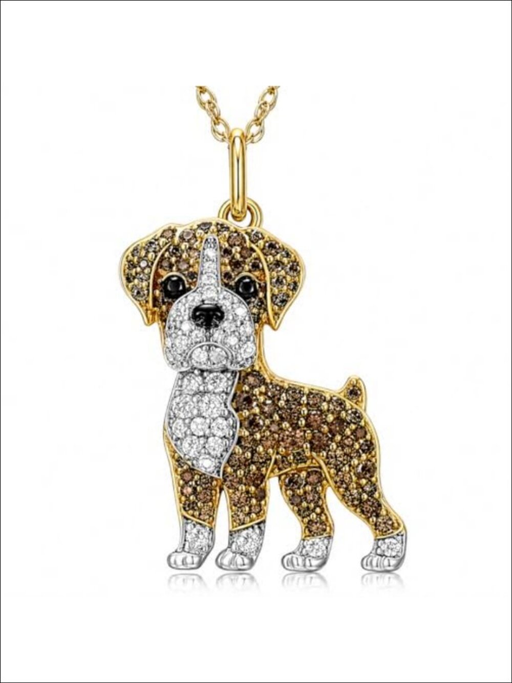 Dog Breed Pendant Necklace with Stainless Steel Chain and Cubic Zirconia Accents